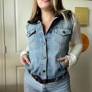 Vintage Y2K 2000s NWT Mary Kate & Ashley Denim Knit Belted Jacket Sz 14